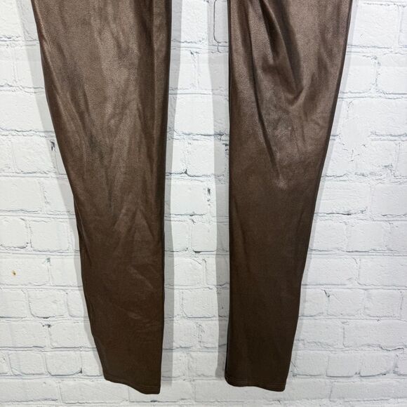 Spanx Ready to Wow Faux Leather Legging Women Large Brown High Waist Shaping - Picture 15 of 15